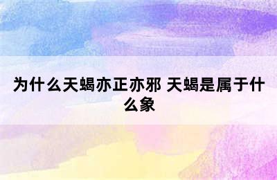 为什么天蝎亦正亦邪 天蝎是属于什么象